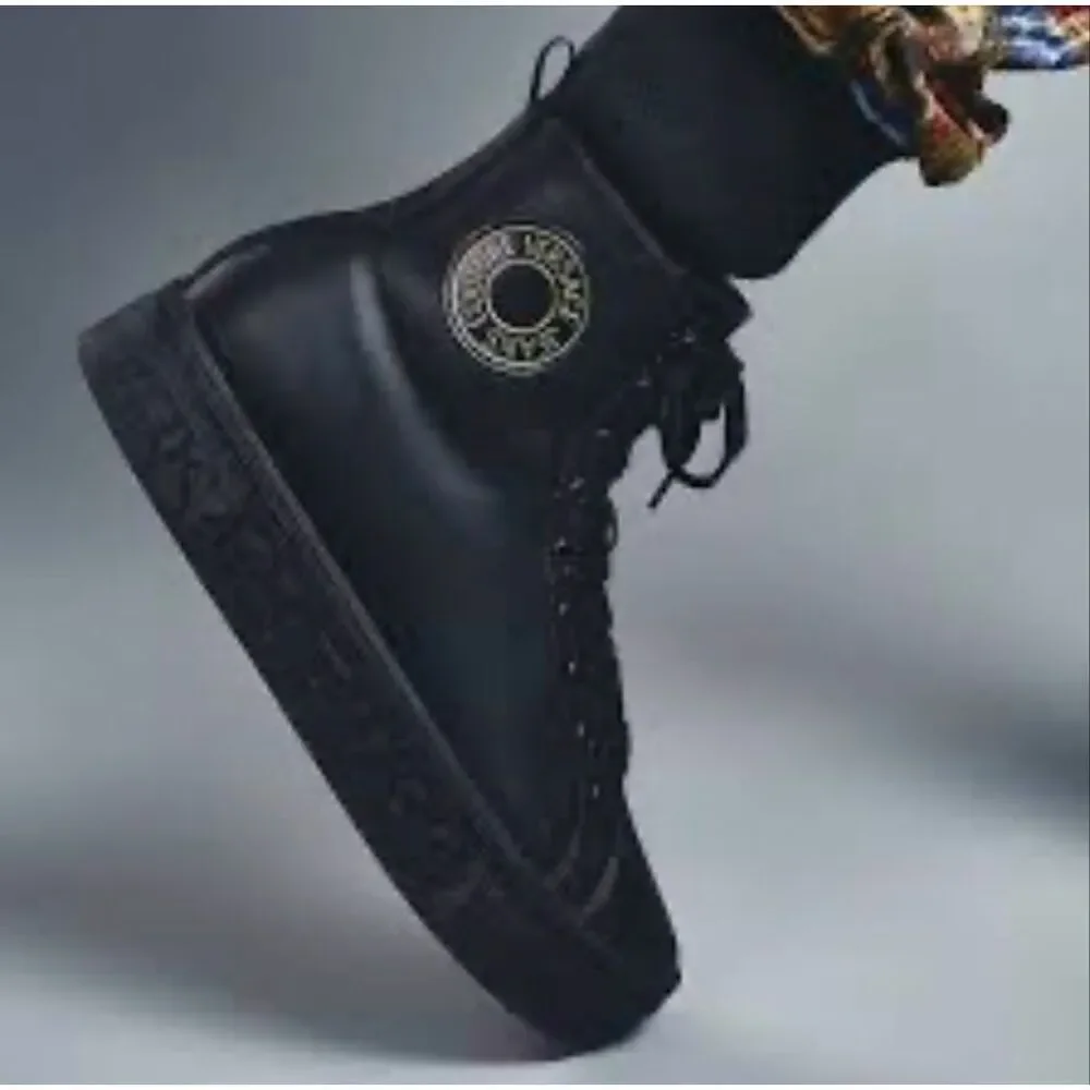 Versace jeans couture black brick high hi top fashion sneaker guc 41/10